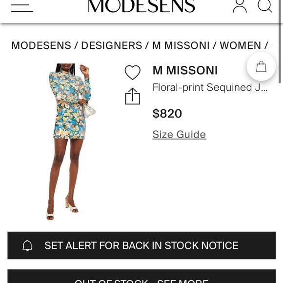 NWT - Missoni FLORAL-PRINT SEQUINED JERSEY MINI DRESS IN MULTICOLOR - 42 - Picture 6 of 16